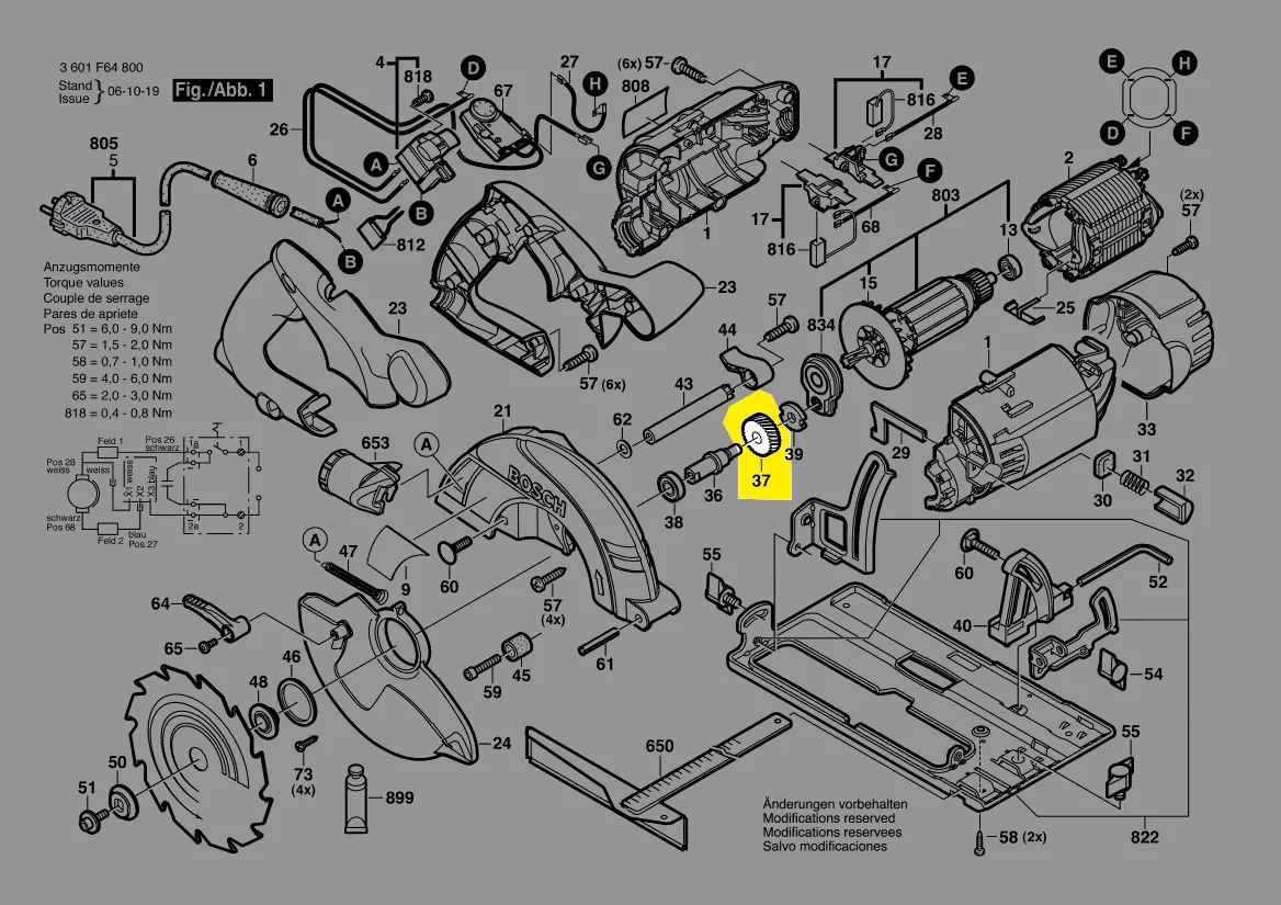 Pignon réf. 1 606 320 601 BOSCH